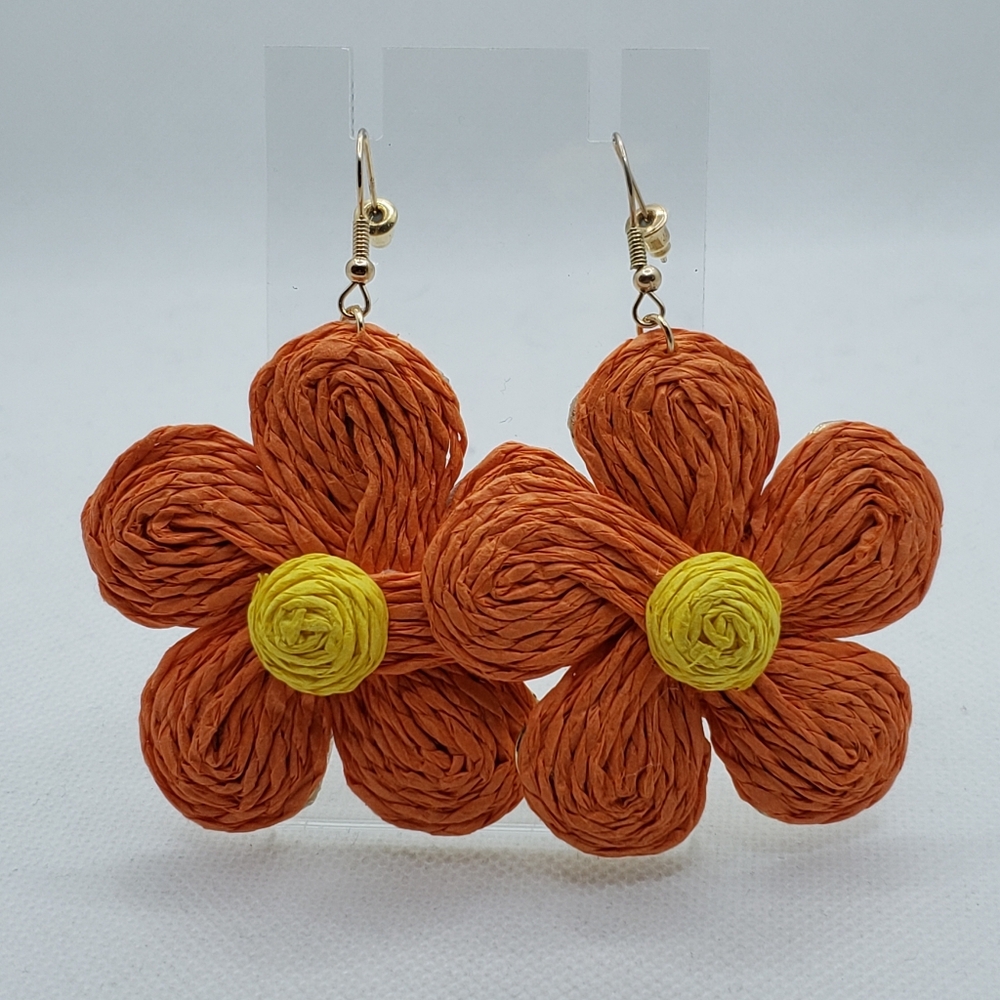 Orange and Yellow Floral Earrings